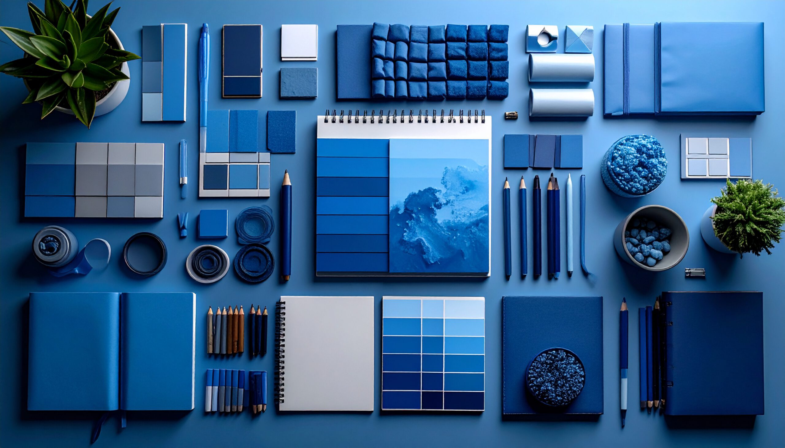 firefly flat lay scene of a designer’s desk with color swatches, logo sketches, typography sa 856995 (1)